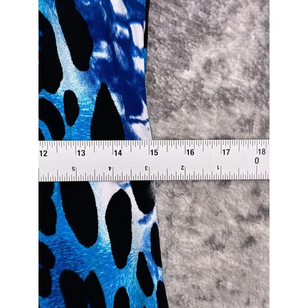Cache Dress 12 Womens Blue Abstract Leopard Sheath Cocktail
